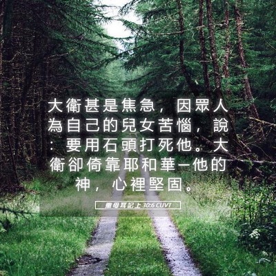 Picture 05 - 撒 母 耳 記 上 30:6 CUVT - 大 衛 甚 是 焦 急 ， 因 眾 人 為 自 - Bible Verse Picture