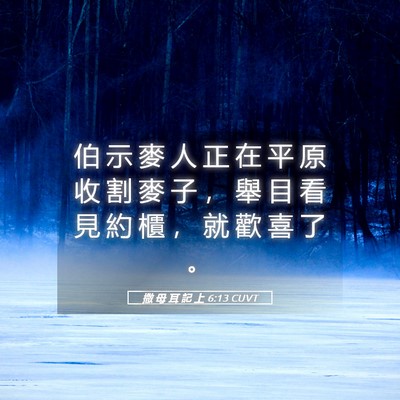 Picture 05 - 撒 母 耳 記 上 6:13 CUVT - 伯 示 麥 人 正 在 平 原 收 割 麥 子 - Bible Verse Picture