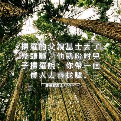 Picture 05 - 撒 母 耳 記 上 9:3 CUVT - 掃 羅 的 父 親 基 士 丟 了 幾 頭 驢 - Bible Verse Picture