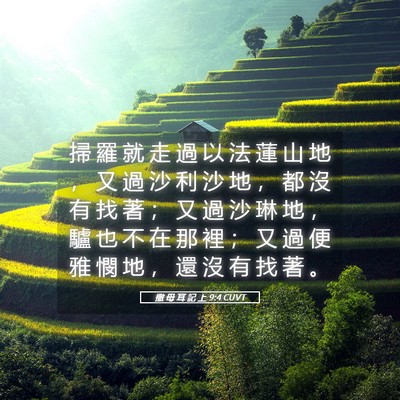 Picture 05 - 撒 母 耳 記 上 9:4 CUVT - 掃 羅 就 走 過 以 法 蓮 山 地 ， 又 - Bible Verse Picture