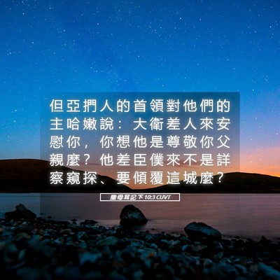 Picture 05 - 撒 母 耳 記 下 10:3 CUVT - 但 亞 捫 人 的 首 領 對 他 們 的 主 - Bible Verse Picture