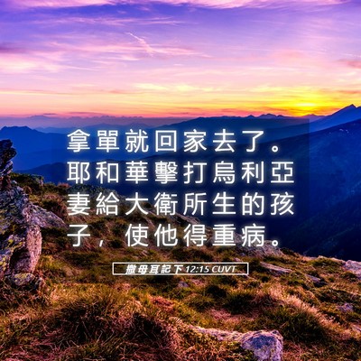 Picture 05 - 撒 母 耳 記 下 12:15 CUVT - 拿 單 就 回 家 去 了 。 耶 和 華 擊 - Bible Verse Picture