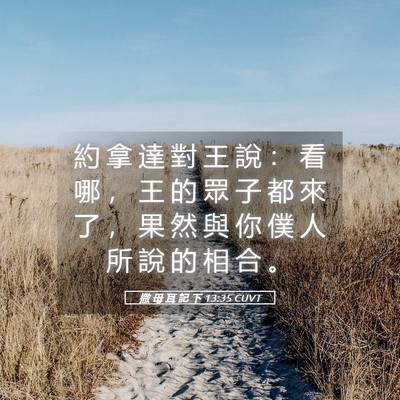 Picture 05 - 撒 母 耳 記 下 13:35 CUVT - 約 拿 達 對 王 說 ： 看 哪 ， 王 的 - Bible Verse Picture