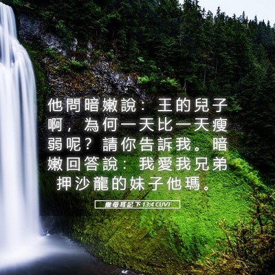 Picture 05 - 撒 母 耳 記 下 13:4 CUVT - 他 問 暗 嫩 說 ： 王 的 兒 子 啊 ， - Bible Verse Picture