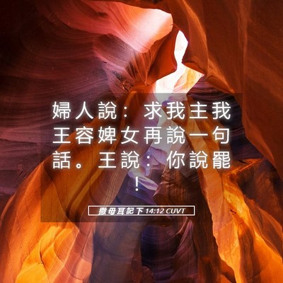Picture 05 - 撒 母 耳 記 下 14:12 CUVT - 婦 人 說 ： 求 我 主 我 王 容 婢 女 - Bible Verse Picture