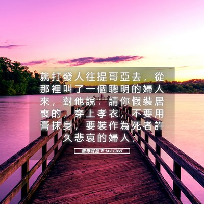 Picture 05 - 撒 母 耳 記 下 14:2 CUVT - 就 打 發 人 往 提 哥 亞 去 ， 從 那 - Bible Verse Picture