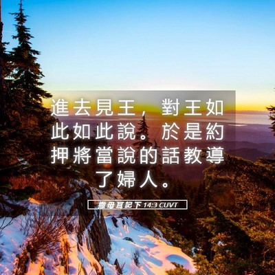 Picture 05 - 撒 母 耳 記 下 14:3 CUVT - 進 去 見 王 ， 對 王 如 此 如 此 說 - Bible Verse Picture