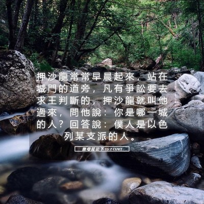 Picture 05 - 撒 母 耳 記 下 15:2 CUVT - 押 沙 龍 常 常 早 晨 起 來 ， 站 在 - Bible Verse Picture