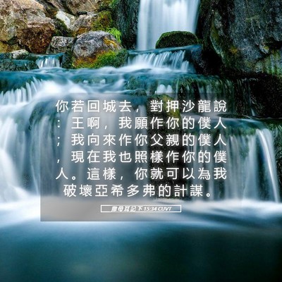 Picture 05 - 撒 母 耳 記 下 15:34 CUVT - 你 若 回 城 去 ， 對 押 沙 龍 說 ： - Bible Verse Picture