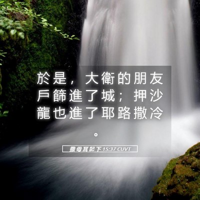 Picture 05 - 撒 母 耳 記 下 15:37 CUVT - 於 是 ， 大 衛 的 朋 友 戶 篩 進 了 - Bible Verse Picture