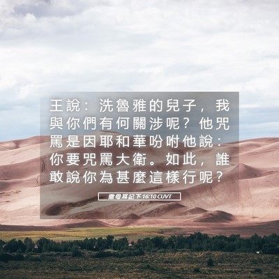 Picture 05 - 撒 母 耳 記 下 16:10 CUVT - 王 說 ： 洗 魯 雅 的 兒 子 ， 我 與 - Bible Verse Picture