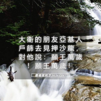 Picture 05 - 撒 母 耳 記 下 16:16 CUVT - 大 衛 的 朋 友 亞 基 人 戶 篩 去 見 - Bible Verse Picture