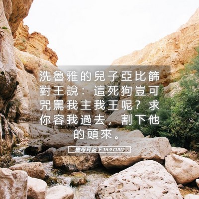 Picture 05 - 撒 母 耳 記 下 16:9 CUVT - 洗 魯 雅 的 兒 子 亞 比 篩 對 王 說 - Bible Verse Picture