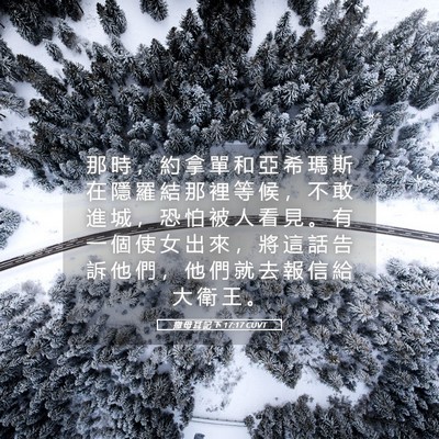 Picture 05 - 撒 母 耳 記 下 17:17 CUVT - 那 時 ， 約 拿 單 和 亞 希 瑪 斯 在 - Bible Verse Picture