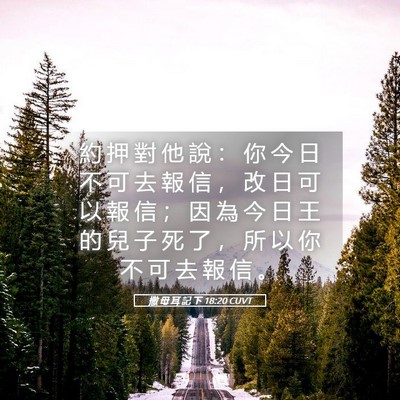 Picture 05 - 撒 母 耳 記 下 18:20 CUVT - 約 押 對 他 說 ： 你 今 日 不 可 去 - Bible Verse Picture