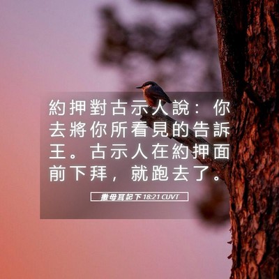 Picture 05 - 撒 母 耳 記 下 18:21 CUVT - 約 押 對 古 示 人 說 ： 你 去 將 你 - Bible Verse Picture