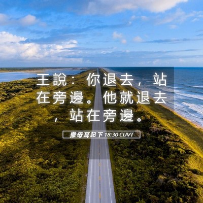 Picture 05 - 撒 母 耳 記 下 18:30 CUVT - 王 說 ： 你 退 去 ， 站 在 旁 邊 。 - Bible Verse Picture