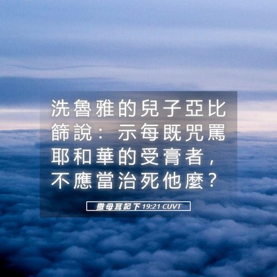 Picture 05 - 撒 母 耳 記 下 19:21 CUVT - 洗 魯 雅 的 兒 子 亞 比 篩 說 ： 示 - Bible Verse Picture