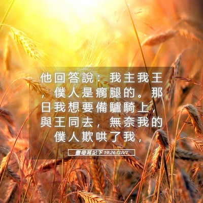 Picture 05 - 撒 母 耳 記 下 19:26 CUVT - 他 回 答 說 ： 我 主 我 王 ， 僕 人 - Bible Verse Picture