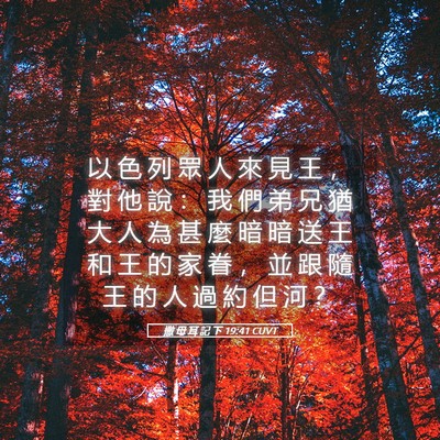 Picture 05 - 撒 母 耳 記 下 19:41 CUVT - 以 色 列 眾 人 來 見 王 ， 對 他 說 - Bible Verse Picture