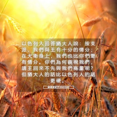 Picture 05 - 撒 母 耳 記 下 19:43 CUVT - 以 色 列 人 回 答 猶 大 人 說 ： 按 - Bible Verse Picture