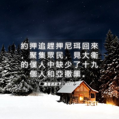 Picture 05 - 撒 母 耳 記 下 2:30 CUVT - 約 押 追 趕 押 尼 珥 回 來 ， 聚 集 - Bible Verse Picture