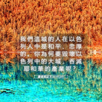 Picture 05 - 撒 母 耳 記 下 20:19 CUVT - 我 們 這 城 的 人 在 以 色 列 人 中 - Bible Verse Picture
