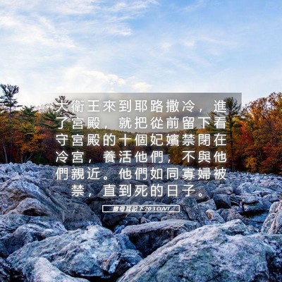 Picture 05 - 撒 母 耳 記 下 20:3 CUVT - 大 衛 王 來 到 耶 路 撒 冷 ， 進 了 - Bible Verse Picture