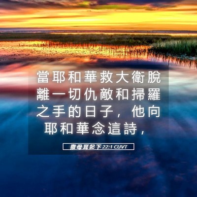 Picture 05 - 撒 母 耳 記 下 22:1 CUVT - 當 耶 和 華 救 大 衛 脫 離 一 切 仇 - Bible Verse Picture
