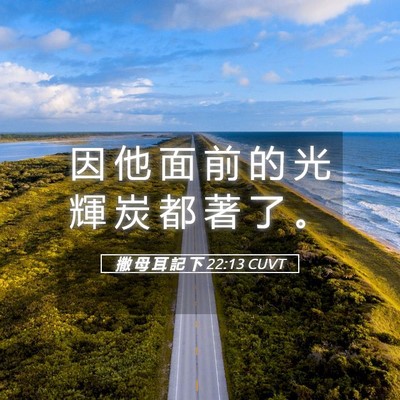 Picture 05 - 撒 母 耳 記 下 22:13 CUVT - 因 他 面 前 的 光 輝 炭 都 著 了 - Bible Verse Picture