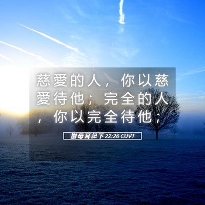 Picture 05 - 撒 母 耳 記 下 22:26 CUVT - 慈 愛 的 人 ， 你 以 慈 愛 待 他 ； - Bible Verse Picture