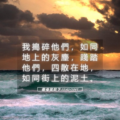 Picture 05 - 撒 母 耳 記 下 22:43 CUVT - 我 搗 碎 他 們 ， 如 同 地 上 的 灰 - Bible Verse Picture