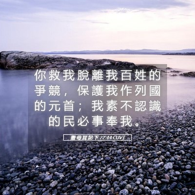 Picture 05 - 撒 母 耳 記 下 22:44 CUVT - 你 救 我 脫 離 我 百 姓 的 爭 競 ， - Bible Verse Picture