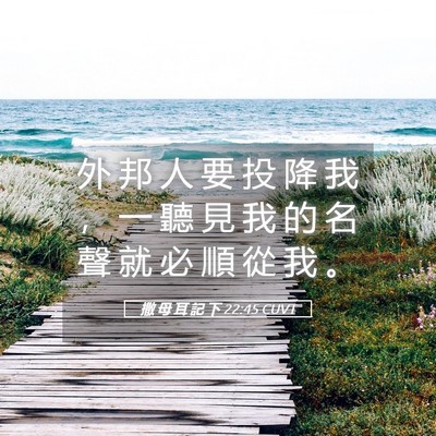 Picture 05 - 撒 母 耳 記 下 22:45 CUVT - 外 邦 人 要 投 降 我 ， 一 聽 見 我 - Bible Verse Picture
