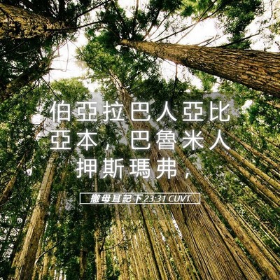 Picture 05 - 撒 母 耳 記 下 23:31 CUVT - 伯 亞 拉 巴 人 亞 比 亞 本 ， 巴 魯 - Bible Verse Picture