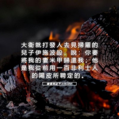 Picture 05 - 撒 母 耳 記 下 3:14 CUVT - 大 衛 就 打 發 人 去 見 掃 羅 的 兒 - Bible Verse Picture