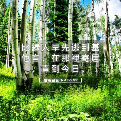 Picture 05 - 撒 母 耳 記 下 4:3 CUVT - 比 錄 人 早 先 逃 到 基 他 音 ， 在 - Bible Verse Picture