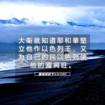Picture 05 - 撒 母 耳 記 下 5:12 CUVT - 大 衛 就 知 道 耶 和 華 堅 立 他 作 - Bible Verse Picture