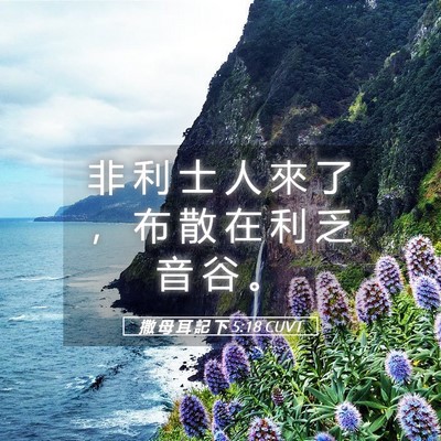 Picture 05 - 撒 母 耳 記 下 5:18 CUVT - 非 利 士 人 來 了 ， 布 散 在 利 乏 - Bible Verse Picture