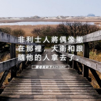 Picture 05 - 撒 母 耳 記 下 5:21 CUVT - 非 利 士 人 將 偶 像 撇 在 那 裡 ， - Bible Verse Picture