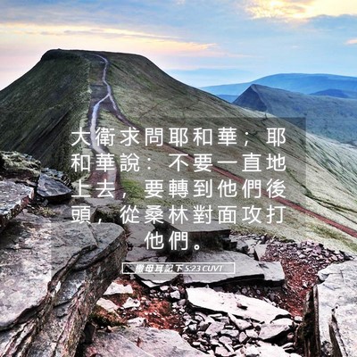 Picture 05 - 撒 母 耳 記 下 5:23 CUVT - 大 衛 求 問 耶 和 華 ； 耶 和 華 說 - Bible Verse Picture