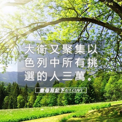 Picture 05 - 撒 母 耳 記 下 6:1 CUVT - 大 衛 又 聚 集 以 色 列 中 所 有 挑 - Bible Verse Picture