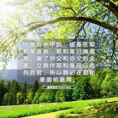 Picture 05 - 撒 母 耳 記 下 6:21 CUVT - 大 衛 對 米 甲 說 ： 這 是 在 耶 和 - Bible Verse Picture