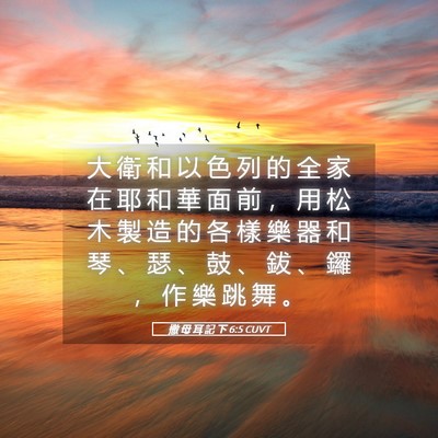 Picture 05 - 撒 母 耳 記 下 6:5 CUVT - 大 衛 和 以 色 列 的 全 家 在 耶 和 - Bible Verse Picture