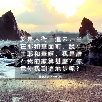 Picture 05 - 撒 母 耳 記 下 7:18 CUVT - 於 是 大 衛 王 進 去 ， 坐 在 耶 和 - Bible Verse Picture