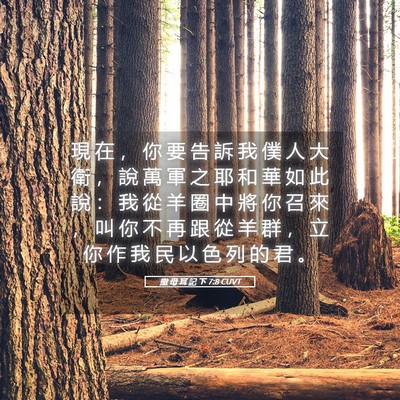 Picture 05 - 撒 母 耳 記 下 7:8 CUVT - 現 在 ， 你 要 告 訴 我 僕 人 大 衛 - Bible Verse Picture