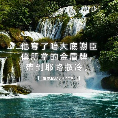 Picture 05 - 撒 母 耳 記 下 8:7 CUVT - 他 奪 了 哈 大 底 謝 臣 僕 所 拿 的 - Bible Verse Picture