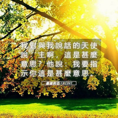 Picture 05 - 撒 迦 利 亞 1:9 CUVT - 我 對 與 我 說 話 的 天 使 說 ： 主 - Bible Verse Picture