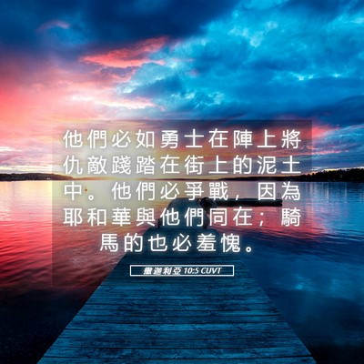 Picture 05 - 撒 迦 利 亞 10:5 CUVT - 他 們 必 如 勇 士 在 陣 上 將 仇 敵 - Bible Verse Picture