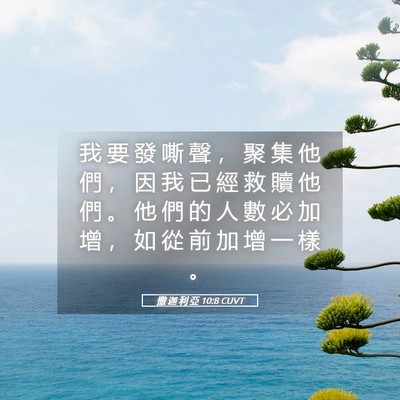 Picture 05 - 撒 迦 利 亞 10:8 CUVT - 我 要 發 嘶 聲 ， 聚 集 他 們 ， 因 - Bible Verse Picture